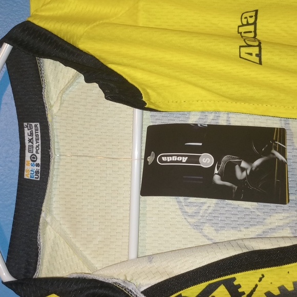 Aogda Cycling Jersey Black Yellow Graphic Size S Spell Outs - Picture 4 of 7